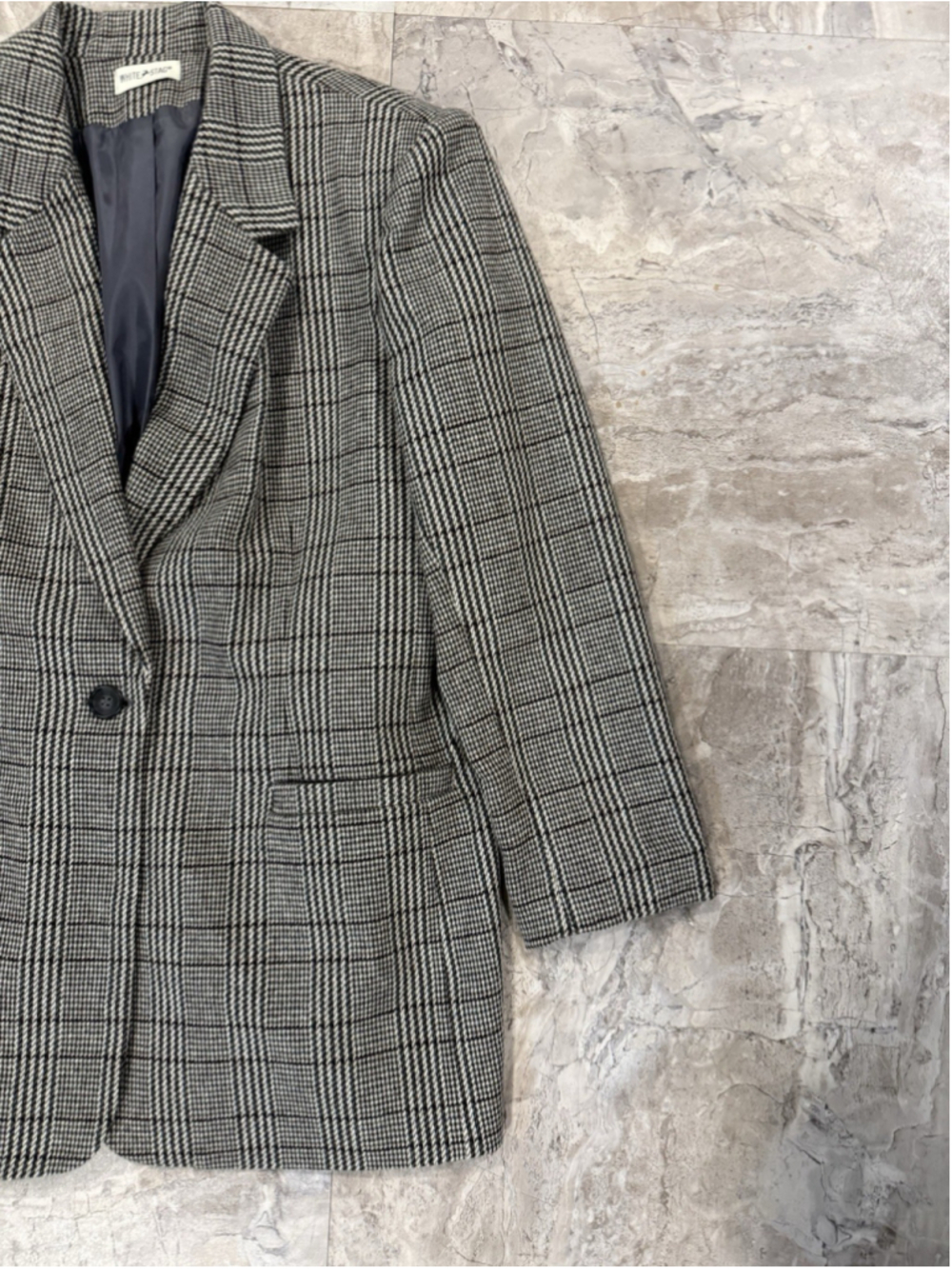 VTG White Stag Glen Plaid Black & White Dark Academia Preppy Oversized blazer M
